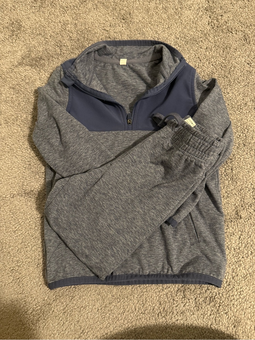 90 Degree By Reflex Grey and Navy Kids Zip-Up Matching Set
